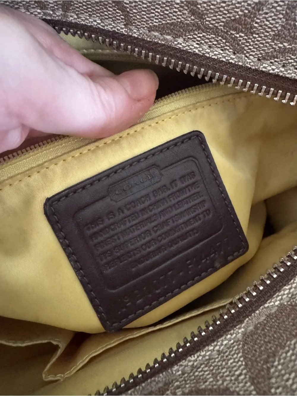 Coach Signature Heritage Stripe Brown, White, & Yellow Tote Bag